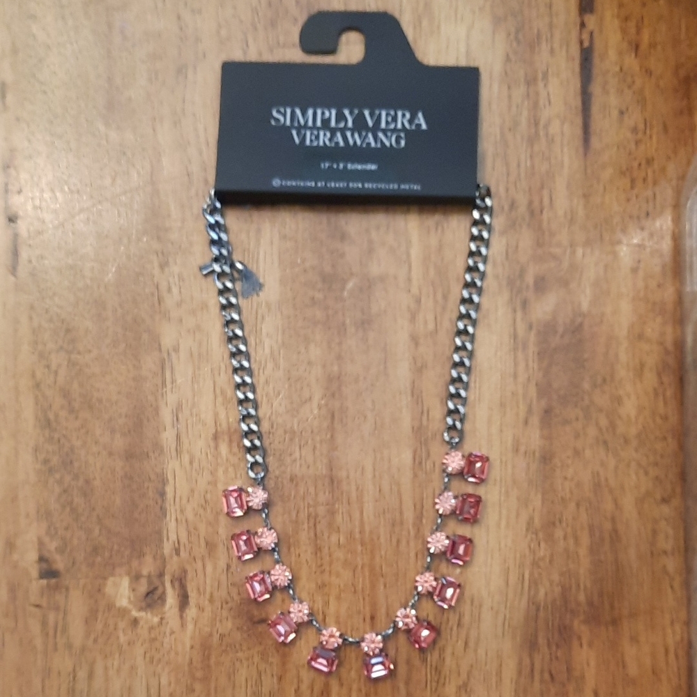 Simply Vera Wang Pink Sparkle Necklace NWT